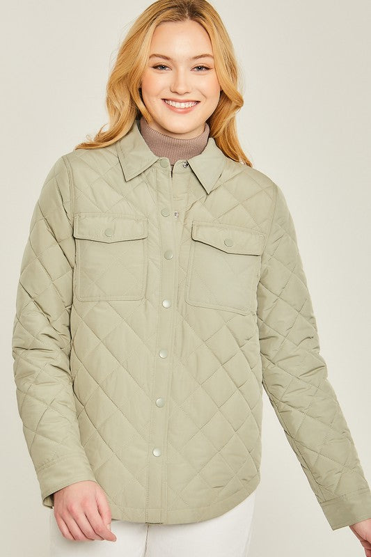 Woven Solid Bust Pocket Jacket