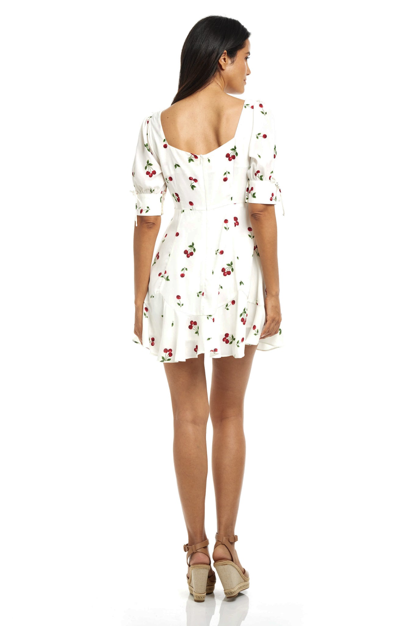 WHITE CHERRY SPRING SHORT SLEEVE DRESS(OG)