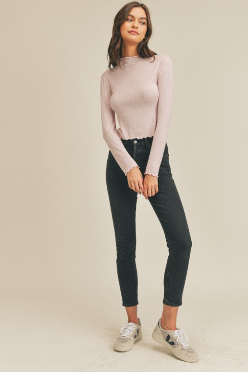 Lettuce Edge Long Sleeve Knit Top