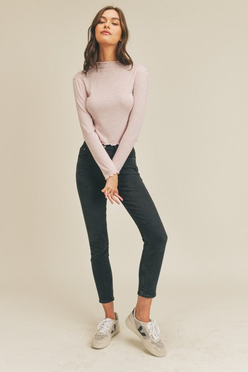 Lettuce Edge Long Sleeve Knit Top