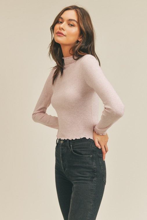Lettuce Edge Long Sleeve Knit Top