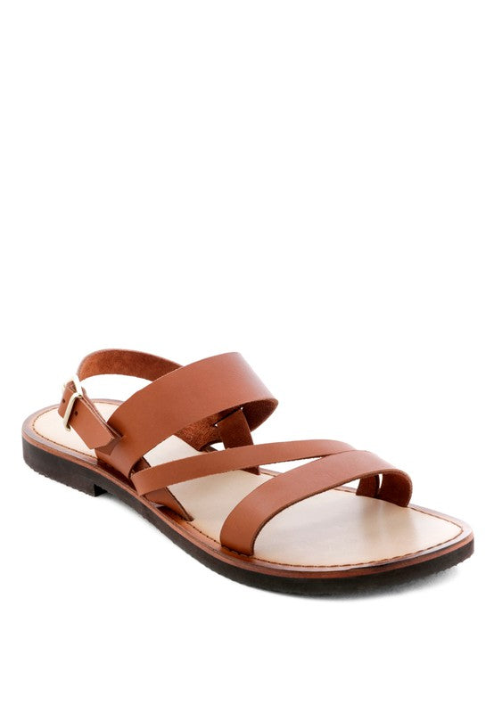 MONA RED FLAT SANDAL WITH ANKLE STRAP
