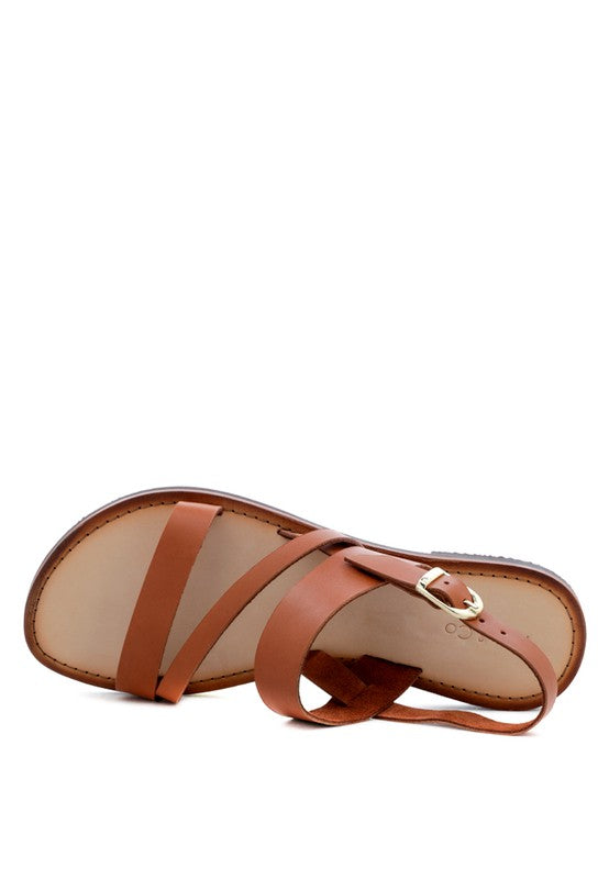 MONA RED FLAT SANDAL WITH ANKLE STRAP