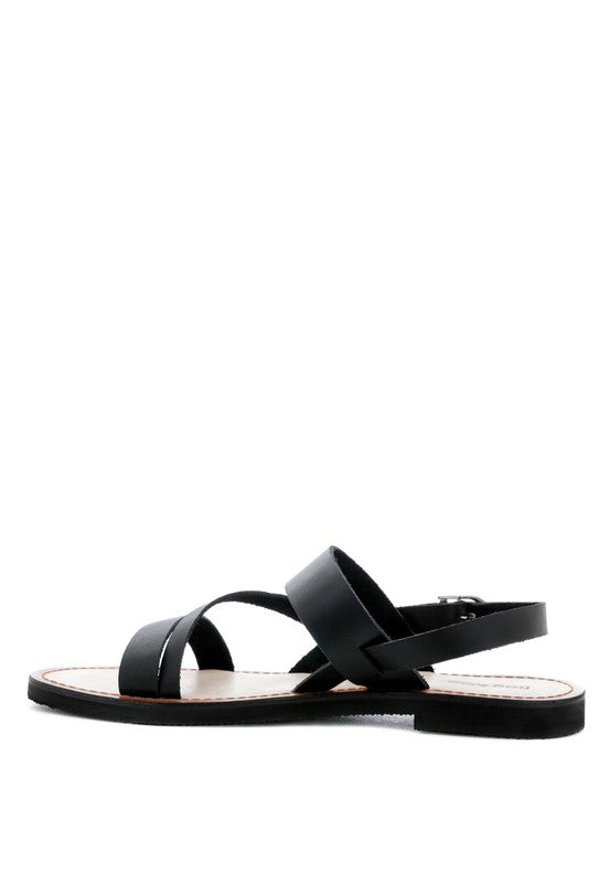 MONA RED FLAT SANDAL WITH ANKLE STRAP