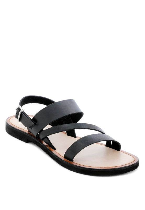 MONA RED FLAT SANDAL WITH ANKLE STRAP