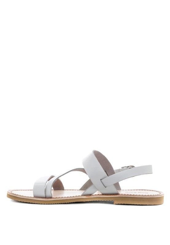 MONA RED FLAT SANDAL WITH ANKLE STRAP