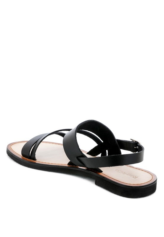MONA RED FLAT SANDAL WITH ANKLE STRAP