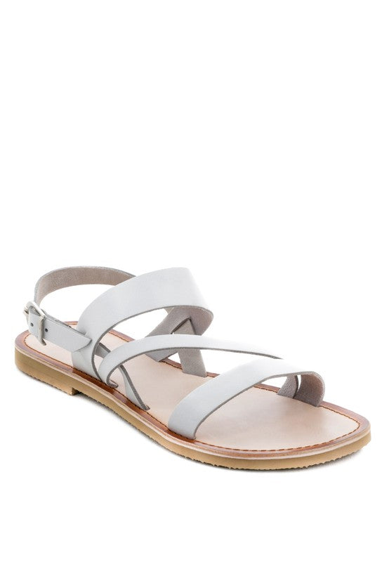 MONA RED FLAT SANDAL WITH ANKLE STRAP