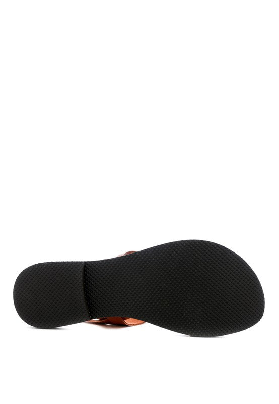 MONA RED FLAT SANDAL WITH ANKLE STRAP