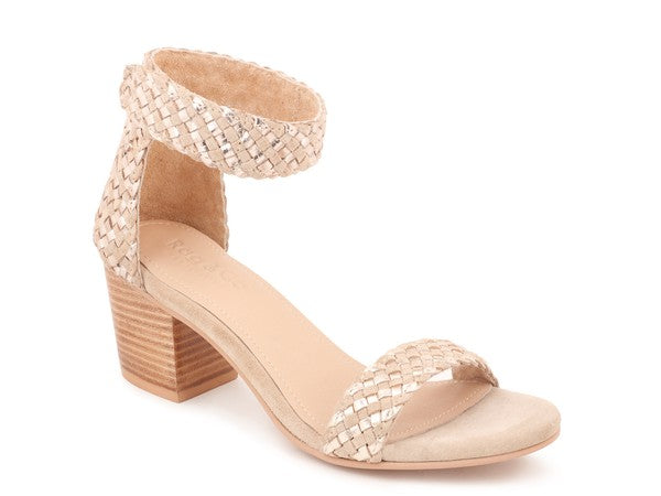 CARLA GOLD STACKED HEEL SANDAL