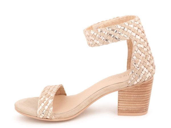 CARLA GOLD STACKED HEEL SANDAL