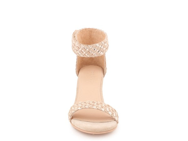 CARLA GOLD STACKED HEEL SANDAL