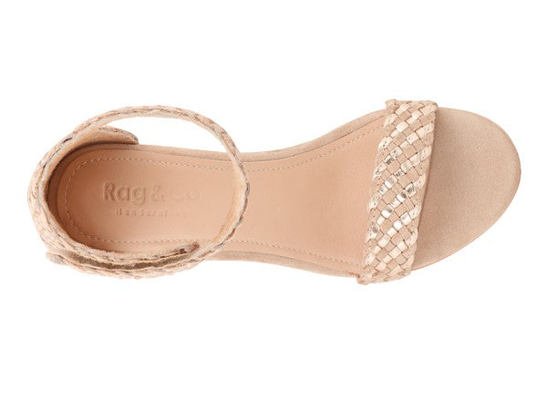 CARLA GOLD STACKED HEEL SANDAL