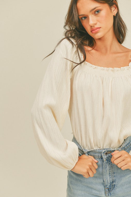 Square Neck Long Sleeve Bodysuit