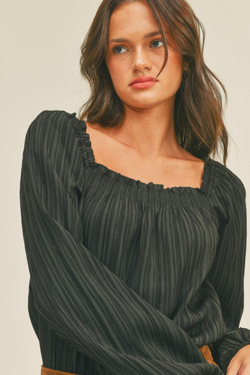 Square Neck Long Sleeve Bodysuit
