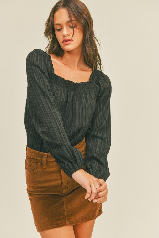 Square Neck Long Sleeve Bodysuit