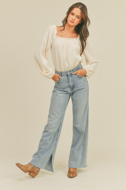 Square Neck Long Sleeve Bodysuit