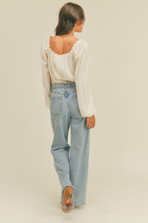 Square Neck Long Sleeve Bodysuit