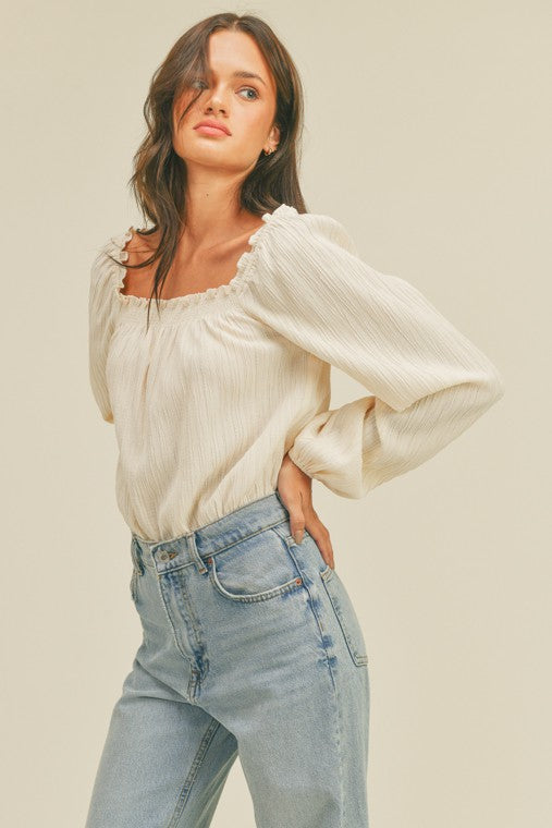 Square Neck Long Sleeve Bodysuit