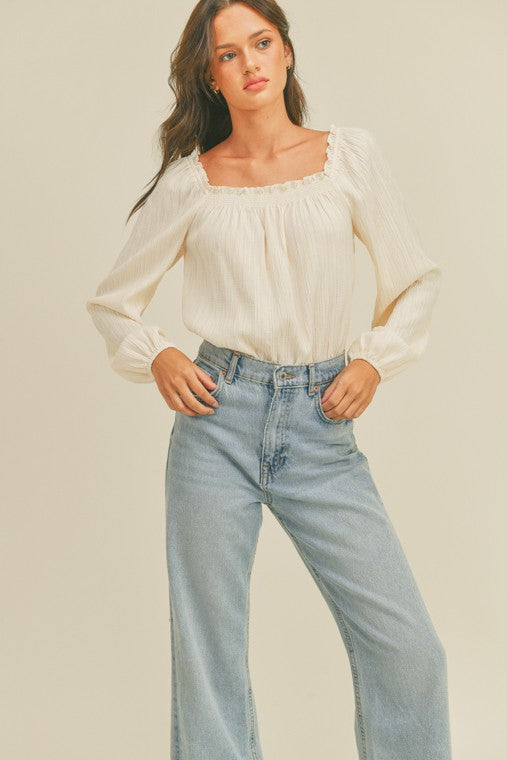 Square Neck Long Sleeve Bodysuit