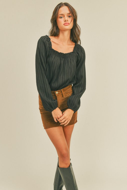Square Neck Long Sleeve Bodysuit