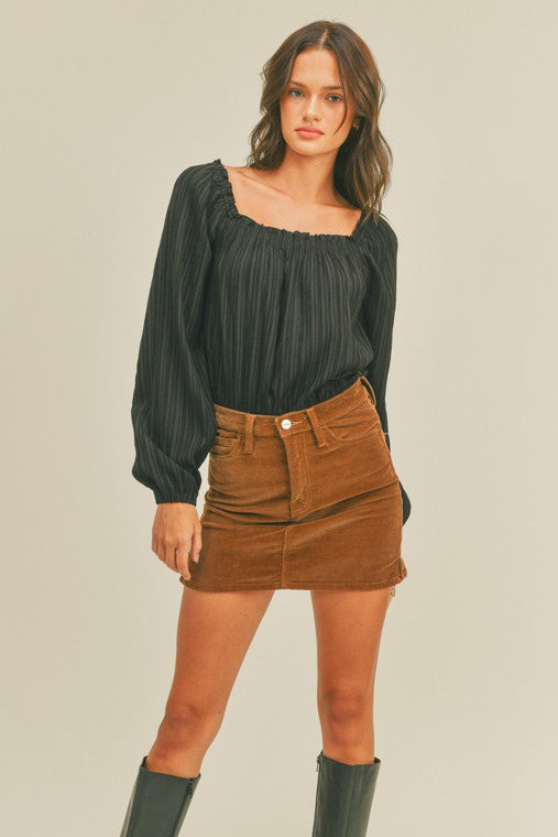Square Neck Long Sleeve Bodysuit
