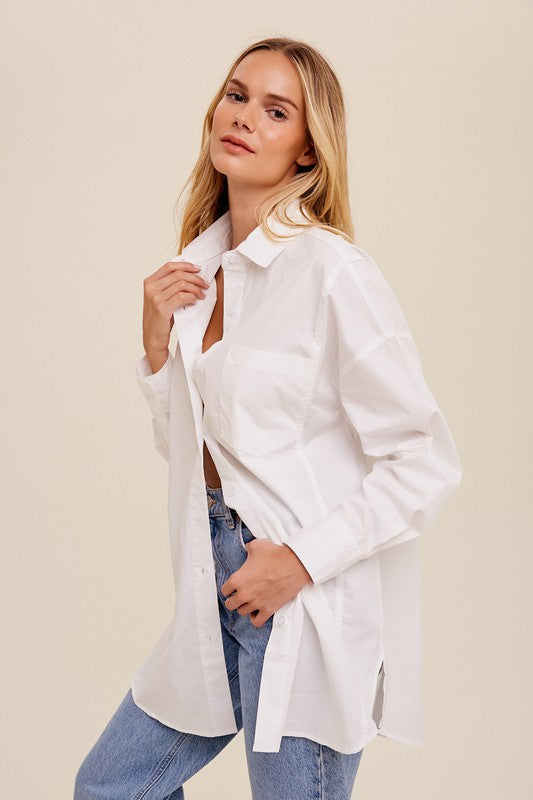 Oversized Trendy Button Down Shirt