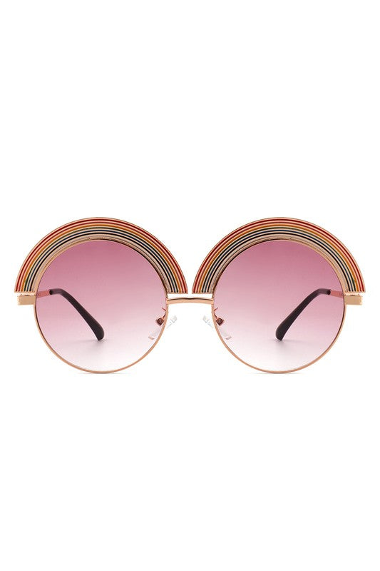 Women Round Irregular Rainbow Fashion Sunglasses