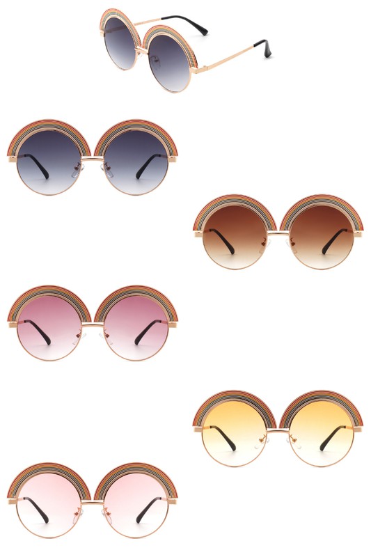 Women Round Irregular Rainbow Fashion Sunglasses
