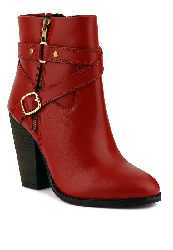 CAT TRACK Leather Heeled Ankle Boots