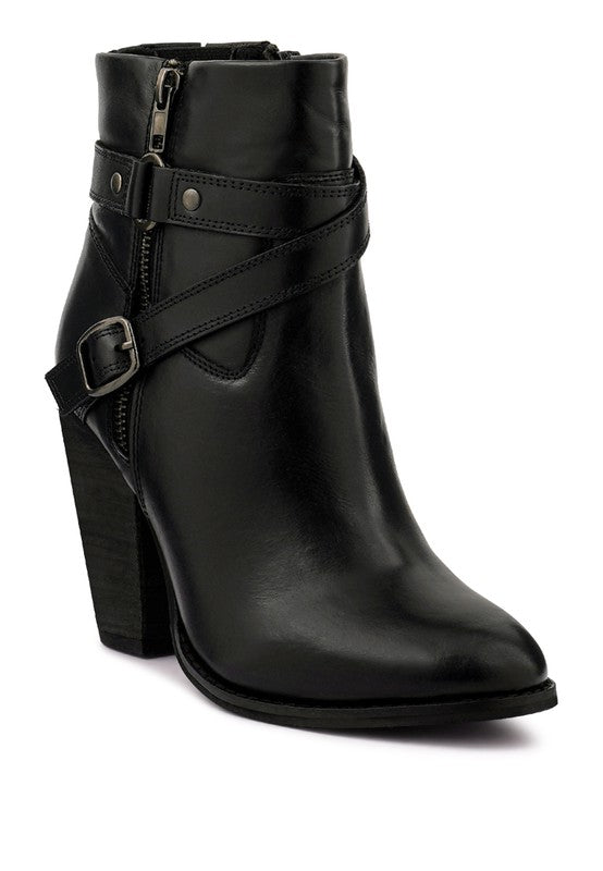 CAT TRACK Leather Heeled Ankle Boots