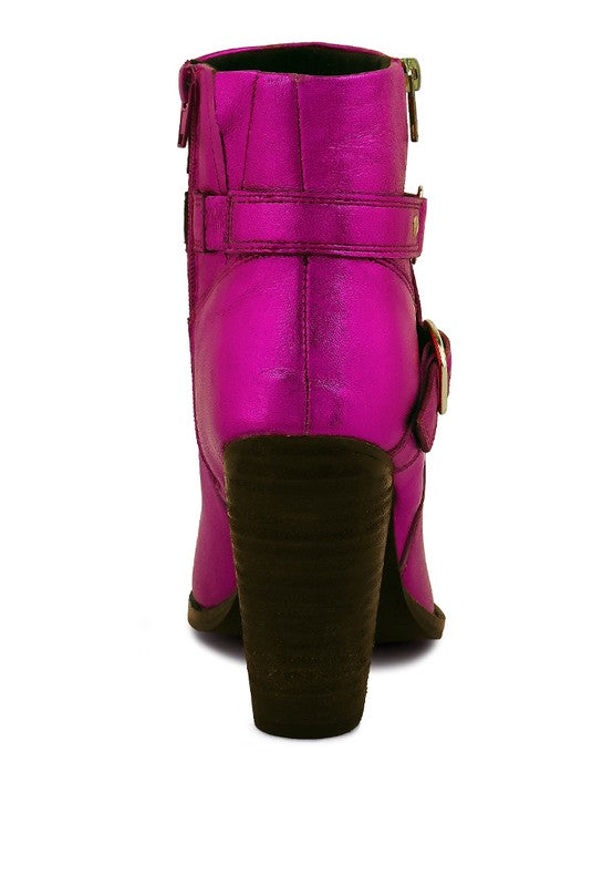 CAT TRACK Leather Heeled Ankle Boots