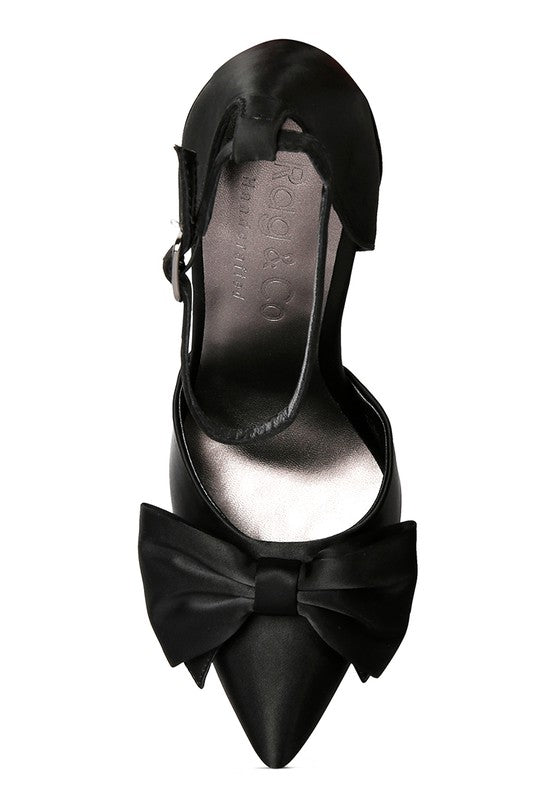 DINGLES Green Bow Embellished Satin Stiletto