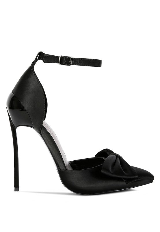 DINGLES Green Bow Embellished Satin Stiletto
