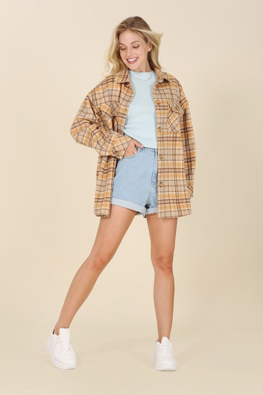 BEFORE I GO PLAID JACKET WITH POCKETS