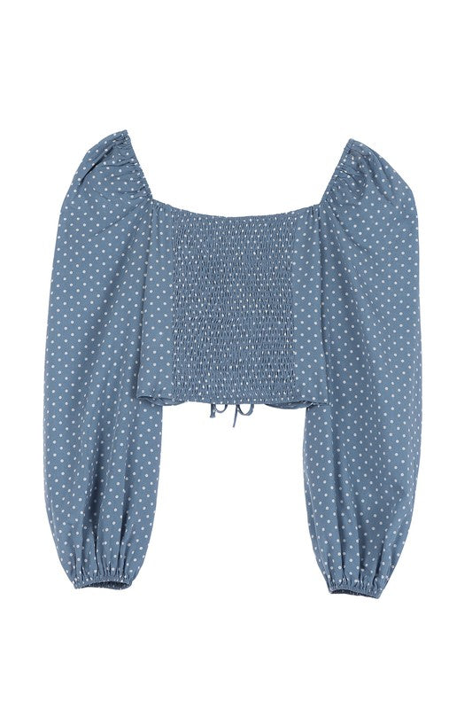 MY BLUE HEAVEN LONG SLEEVE CROP TOP