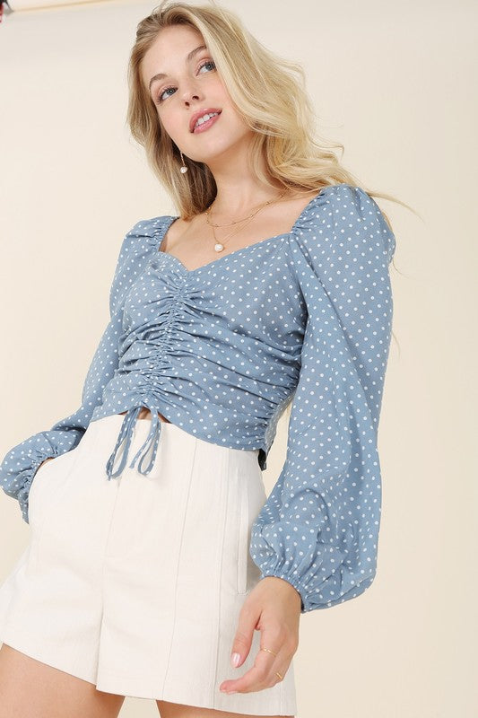 MY BLUE HEAVEN LONG SLEEVE CROP TOP