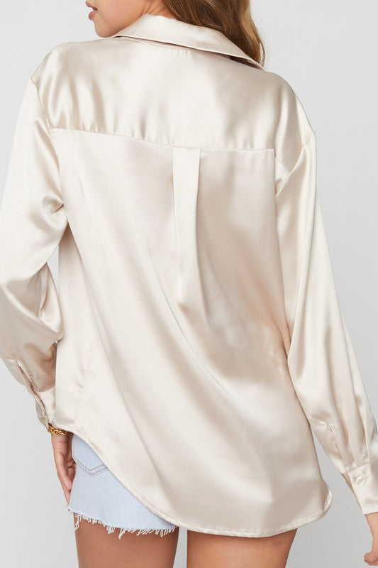 OVERSIZED DULL SATIN BUTTONDOWN SHIRT