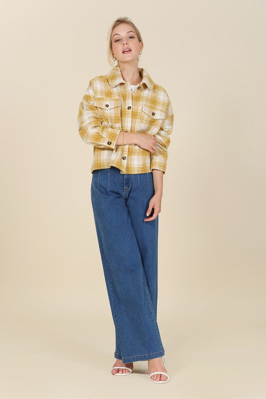 I'M COMING HOME PLAID JACKET WITH POCKETS