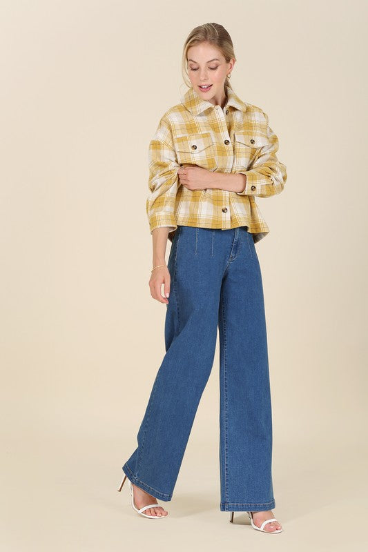 I'M COMING HOME PLAID JACKET WITH POCKETS