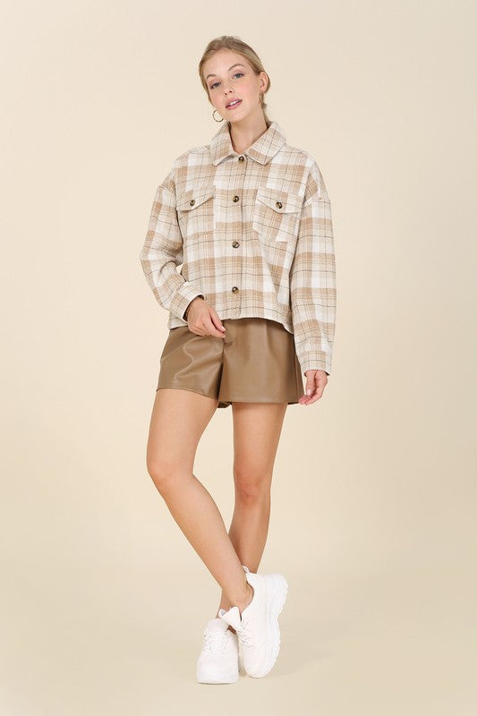 I'M COMING HOME PLAID JACKET WITH POCKETS