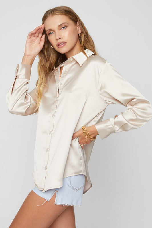 OVERSIZED DULL SATIN BUTTONDOWN SHIRT