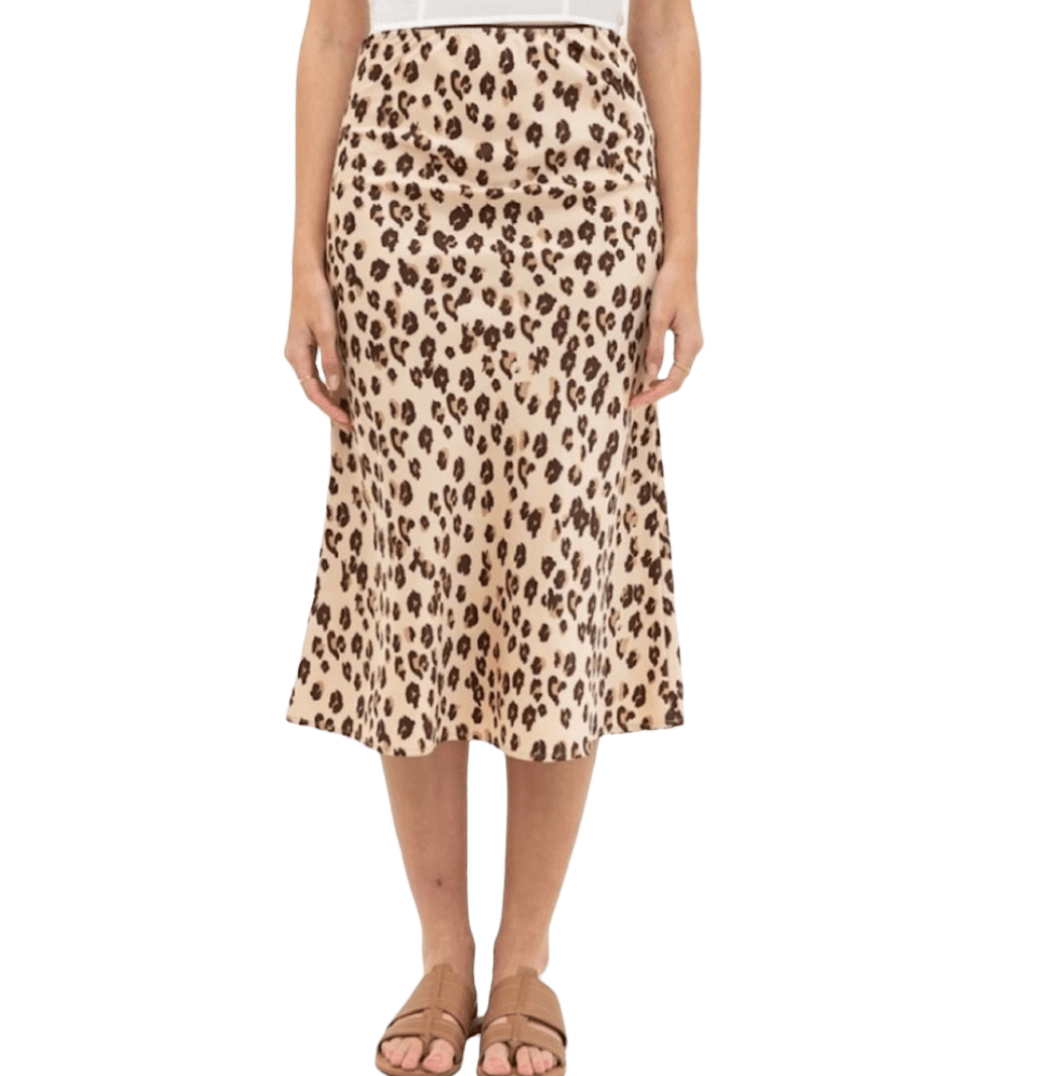 Malta silk leopard print midi skirt - guavaberry