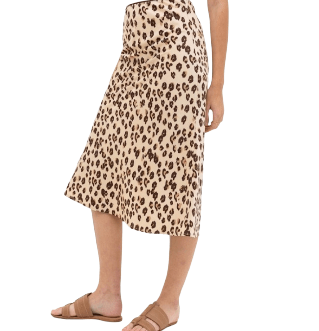 Malta silk leopard print midi skirt - guavaberry