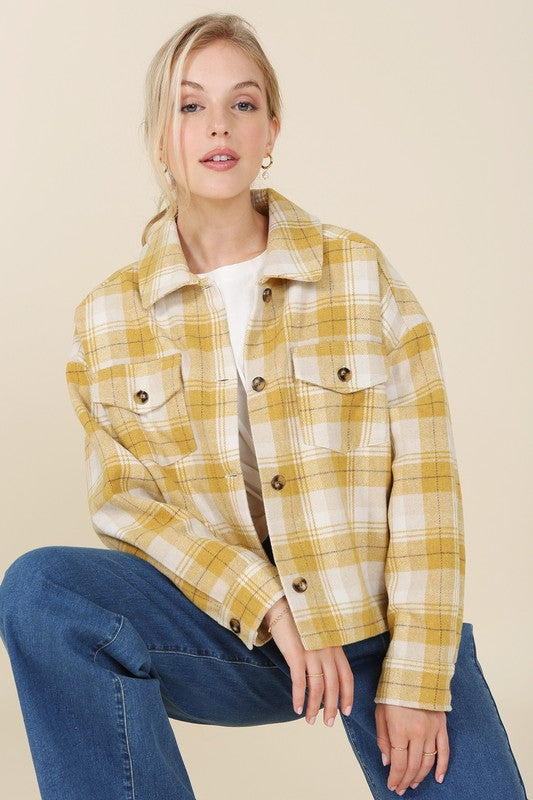 I'M COMING HOME PLAID JACKET WITH POCKETS