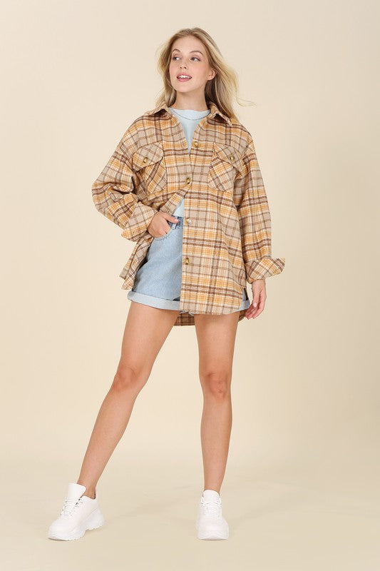 BEFORE I GO PLAID JACKET WITH POCKETS
