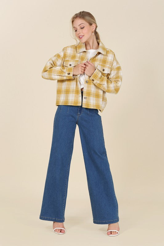 I'M COMING HOME PLAID JACKET WITH POCKETS