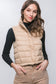 High Neck Zip Up Puffer Vest with Storage Pouch