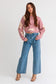 LONG SLEEVE CROP SWEATER WITH DAISY PATTERN