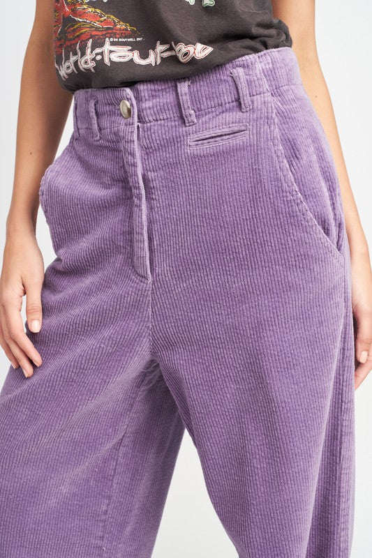 WIDE LEG CORDUROY PANTS WITH POCKETS
